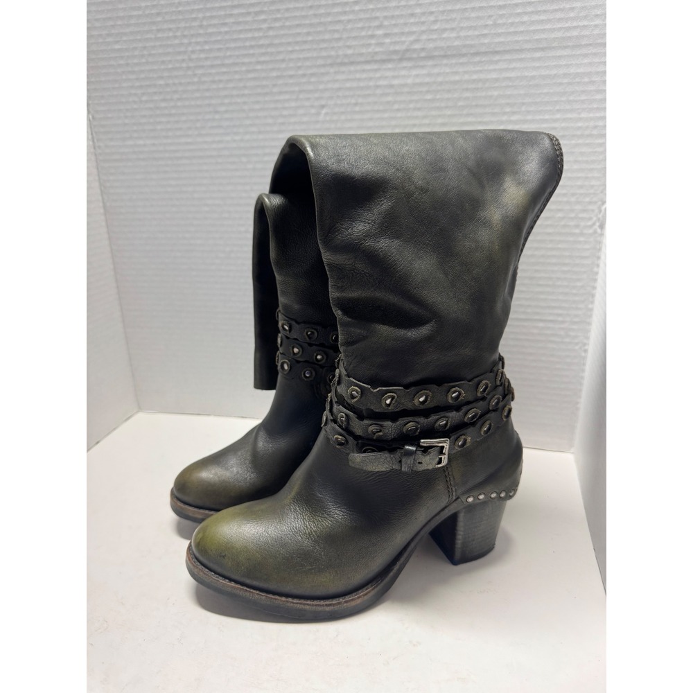 Felmini Premium Green Leather Studded Over The Knee Boots Portugal 36 6